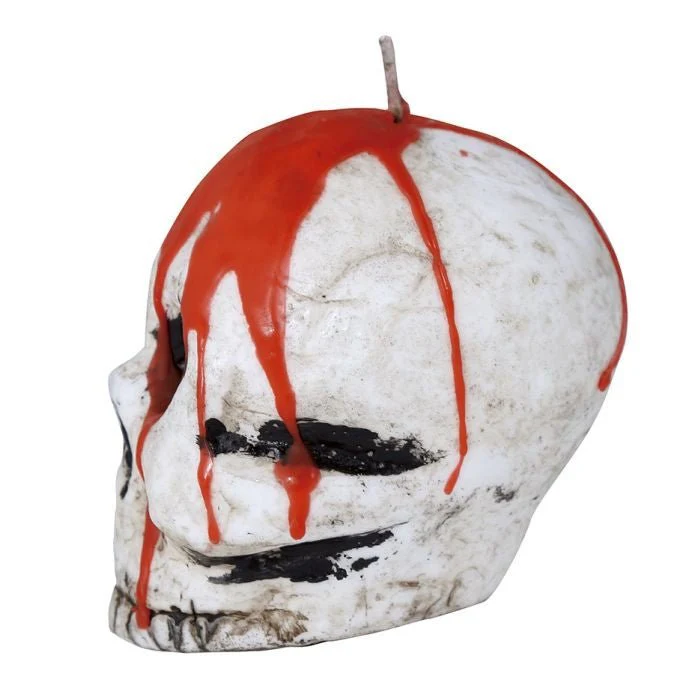 Halloween Kaars Bloederig Schedel 10cm - Image 3
