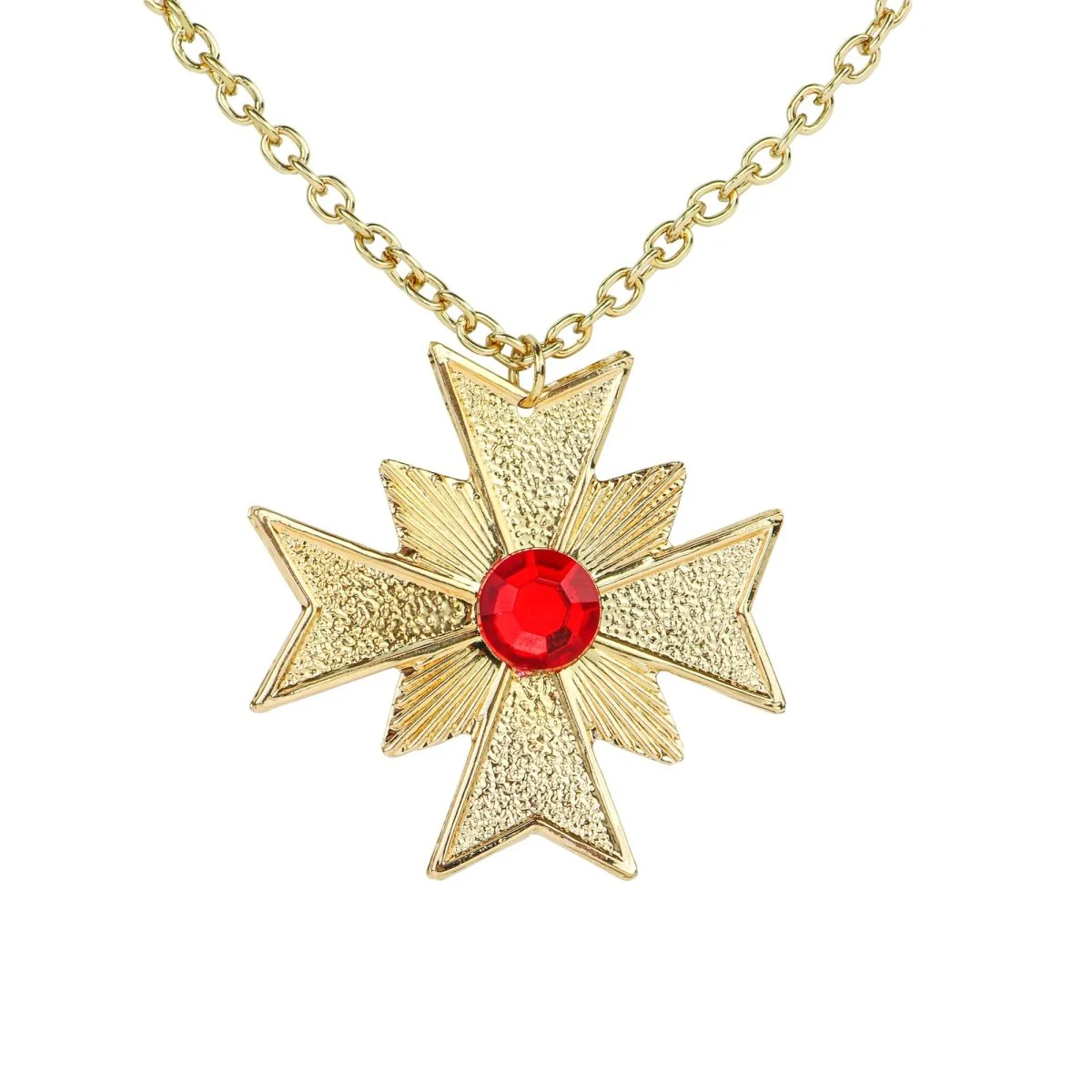 Halloween Ketting Goud Met Rode Edelsteen