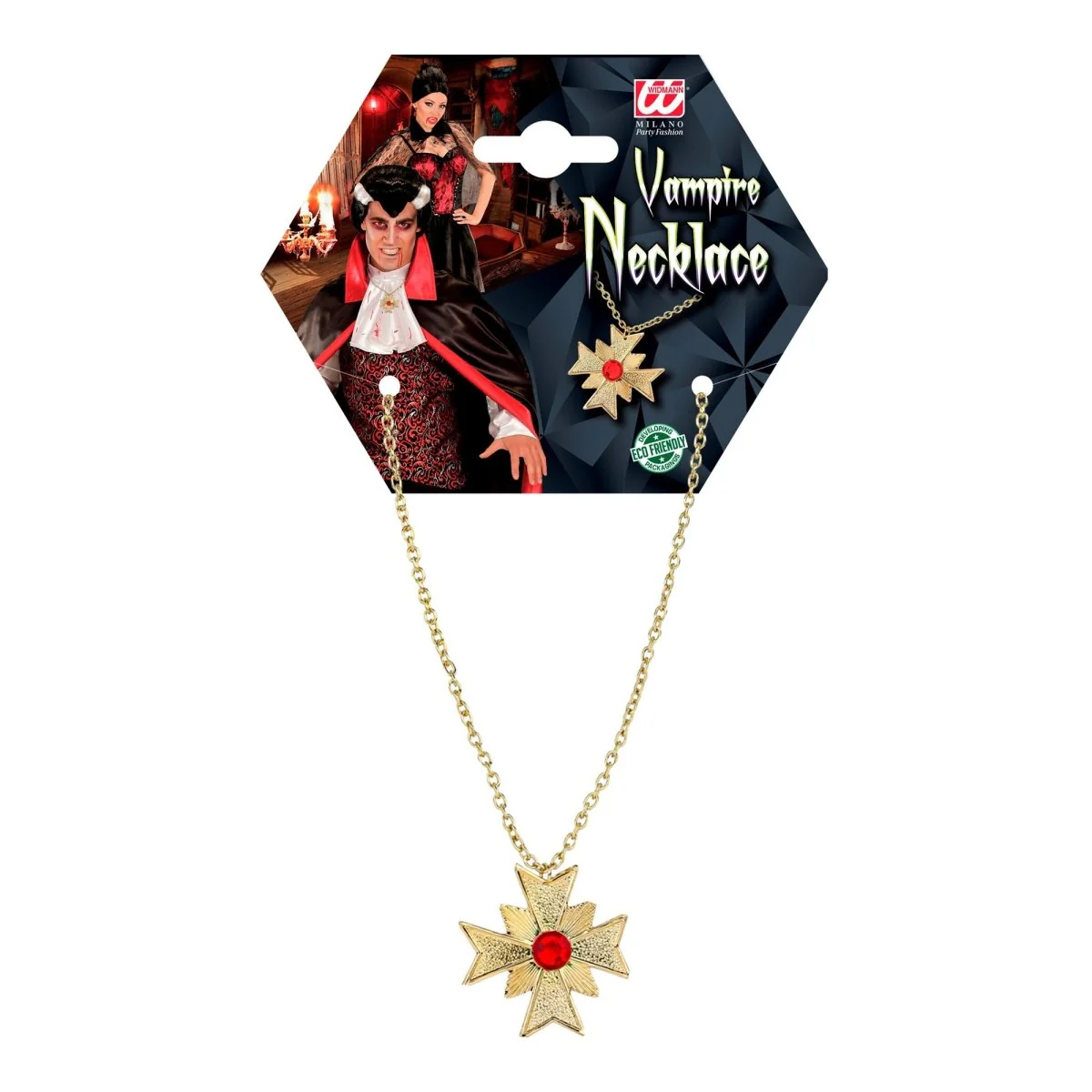 Halloween Ketting Goud Met Rode Edelsteen - Image 3