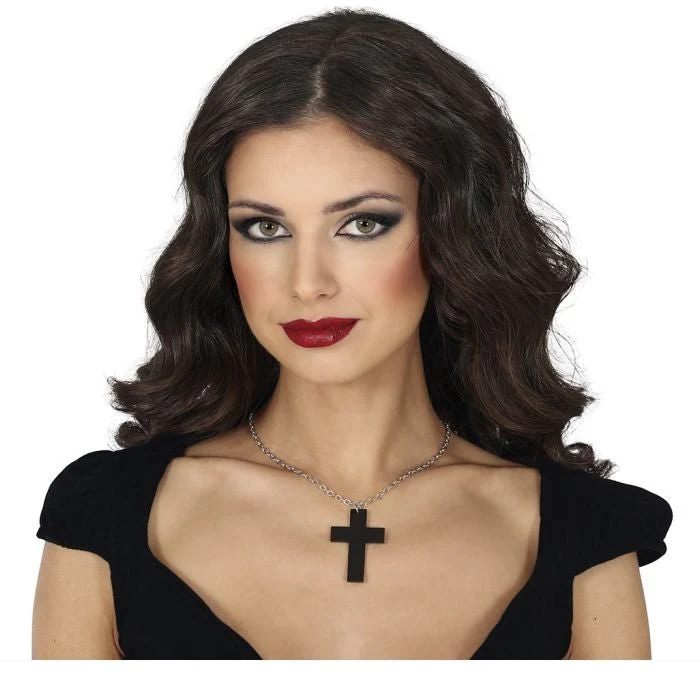 Halloween Ketting Zwart Kruis 6cm - Image 2