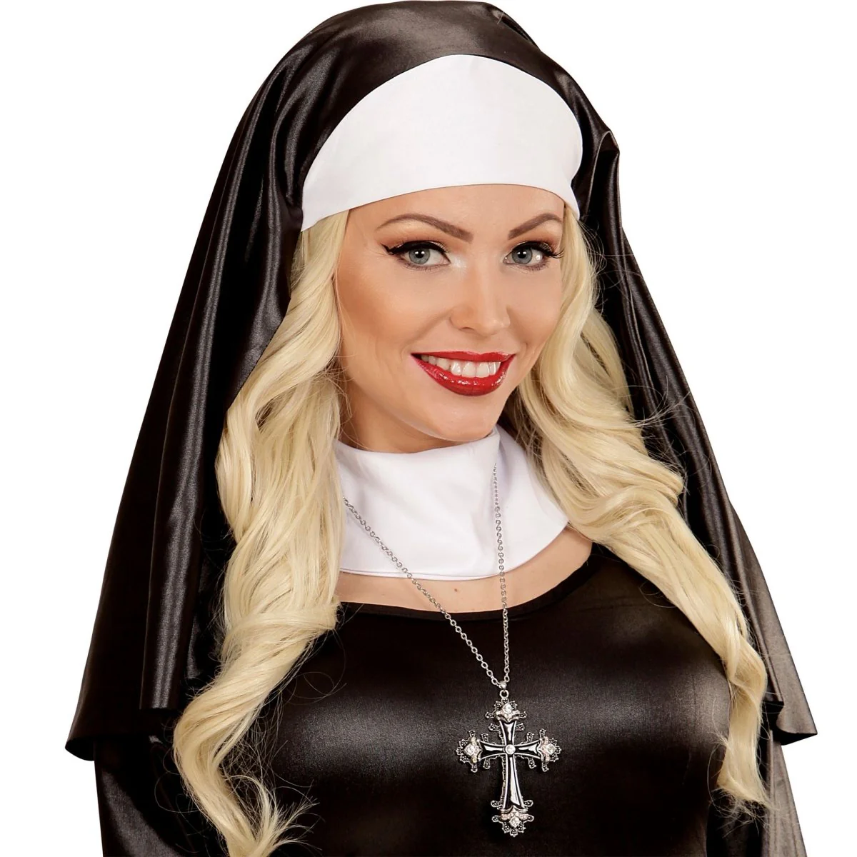 Halloween Ketting Zwart Zilver Kruis - Image 4