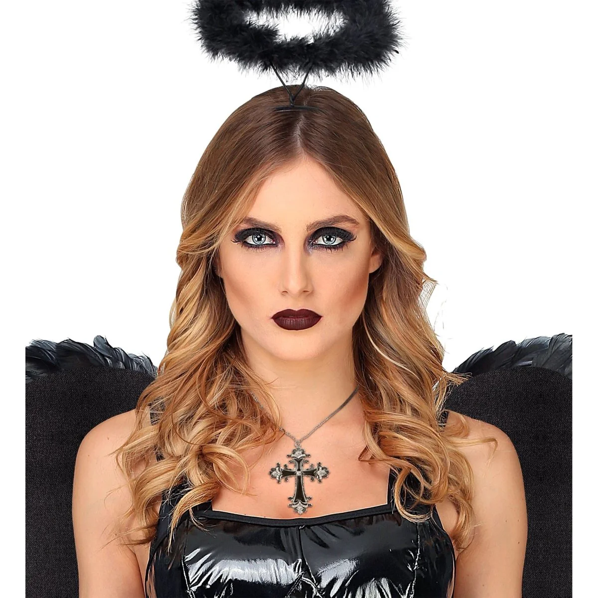 Halloween Ketting Zwart Zilver Kruis - Image 5