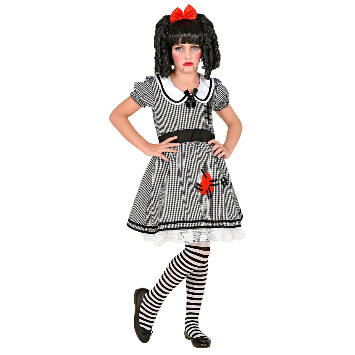 Halloween Kostuum Wit Zwart Meisje Pop - Image 2