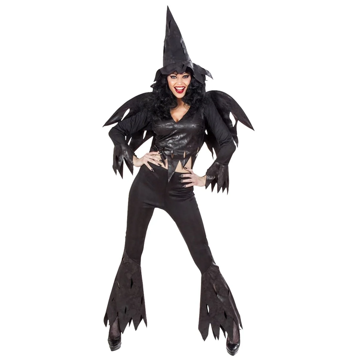 Halloween Kostuum Zwart Dames Heks 4 delig