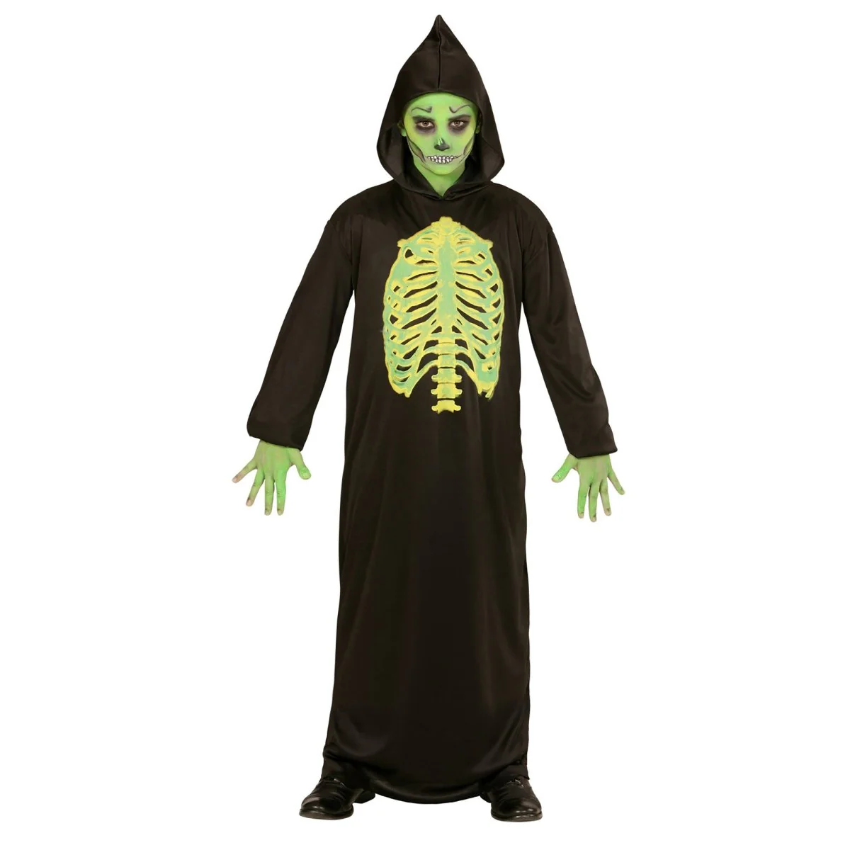 Halloween Kostuum Zwart Groen Kind Magere Hein