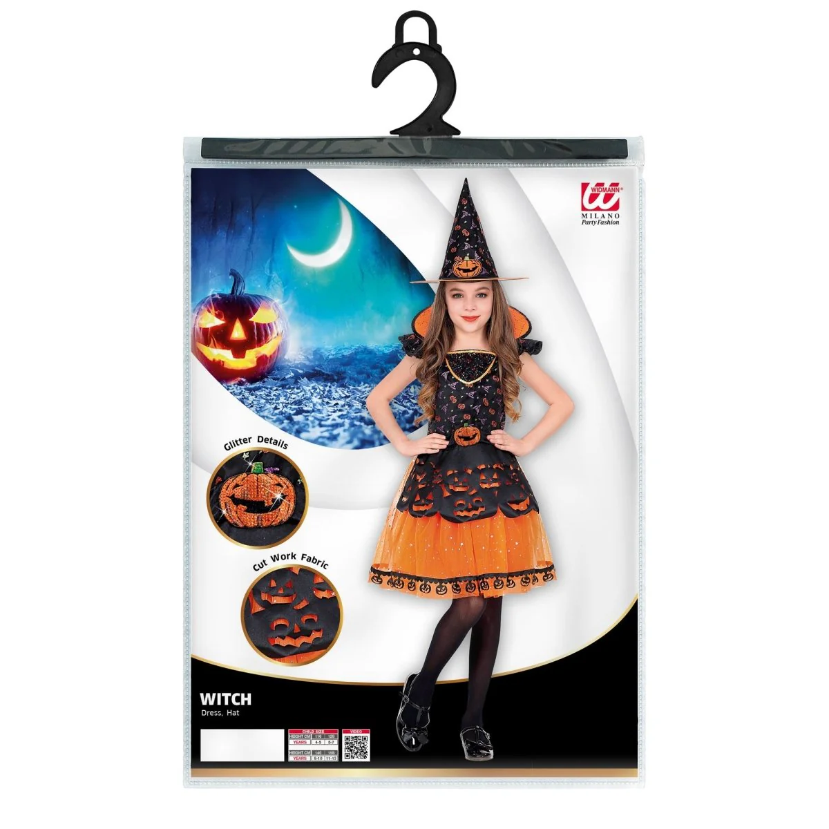 Halloween Kostuum Zwart Oranje Meisje Heks - Image 5