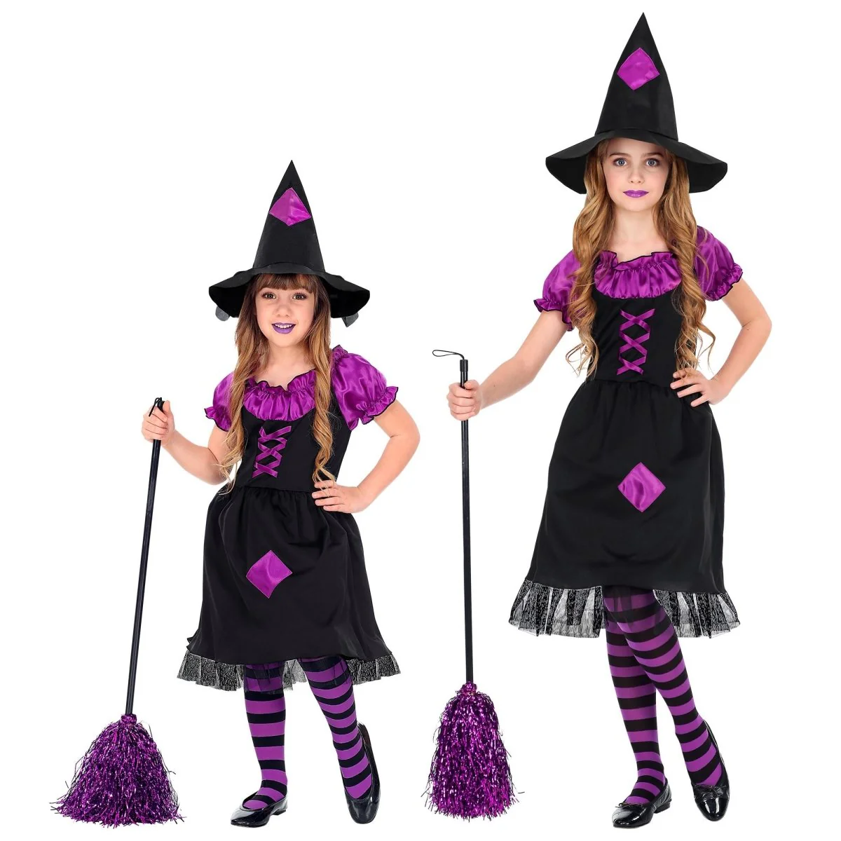 Halloween Kostuum Zwart Paars Meisje Heks