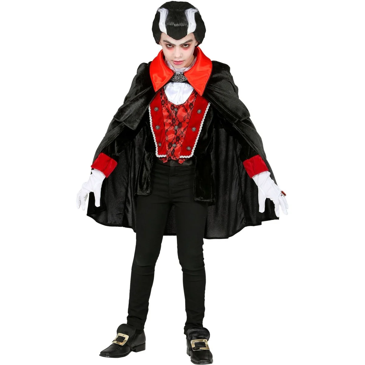 Halloween Kostuum Zwart Rood Jongen Vampier - Image 2