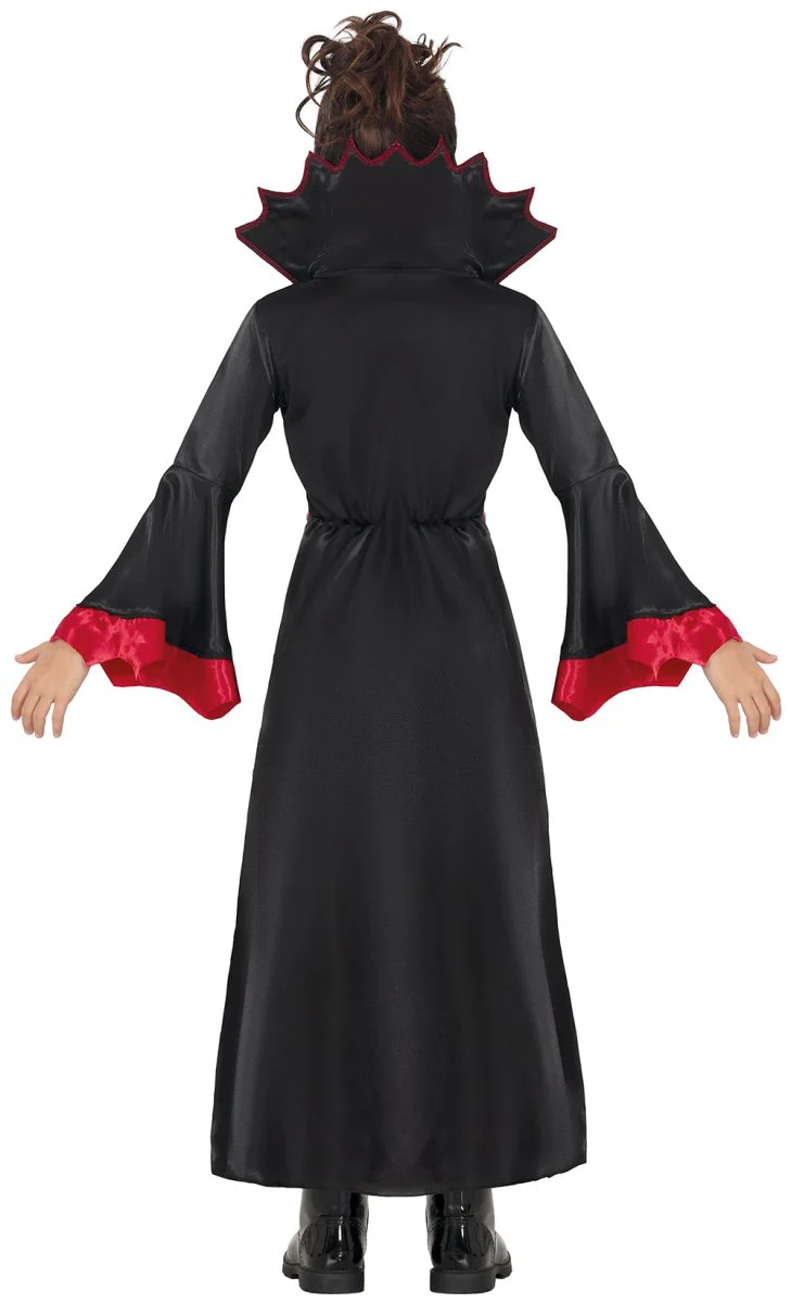 Halloween Kostuum Zwart Rood Meisje Vampier Lang - Image 2
