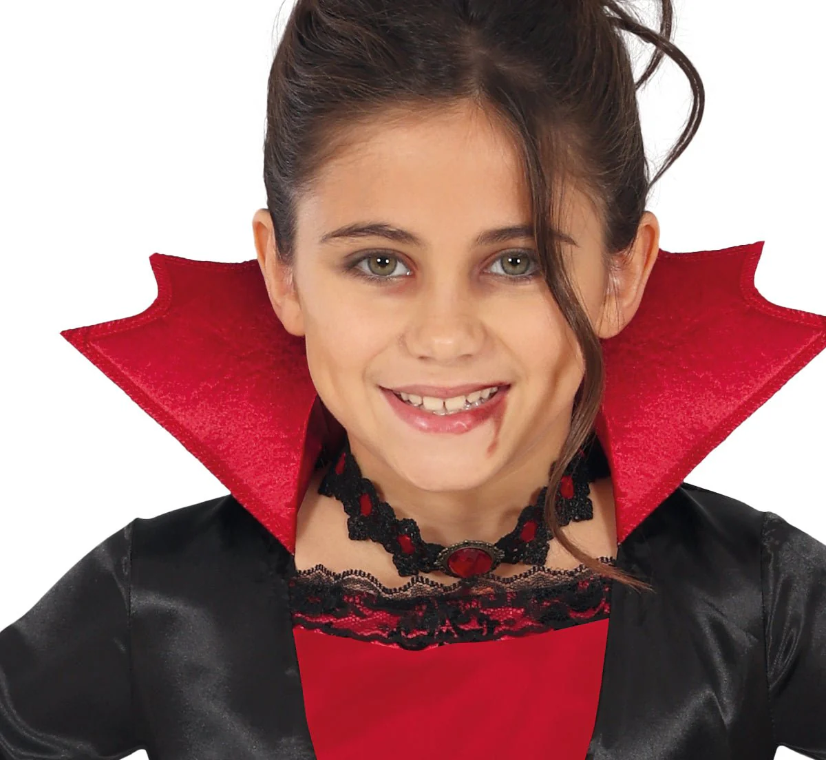 Halloween Kostuum Zwart Rood Meisje Vampier Lang - Image 3