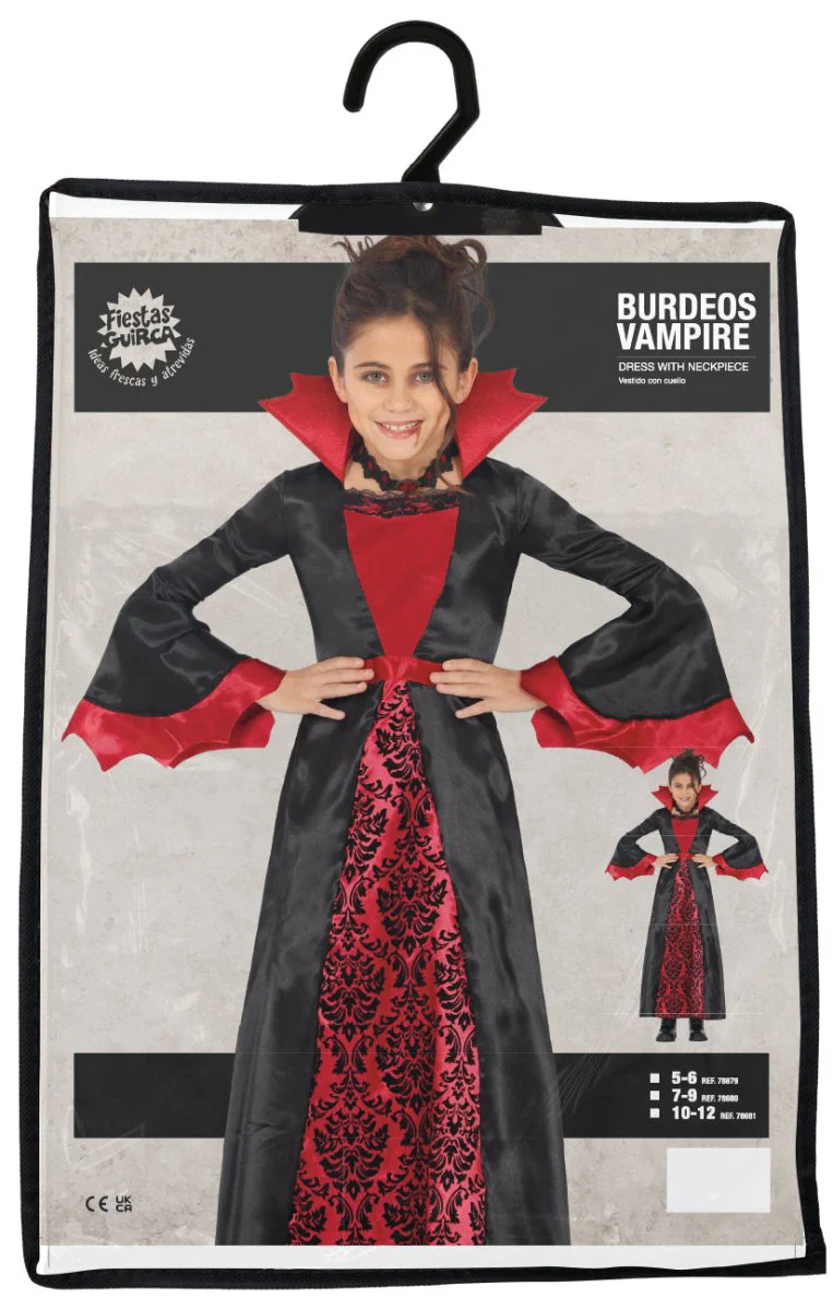 Halloween Kostuum Zwart Rood Meisje Vampier Lang - Image 7