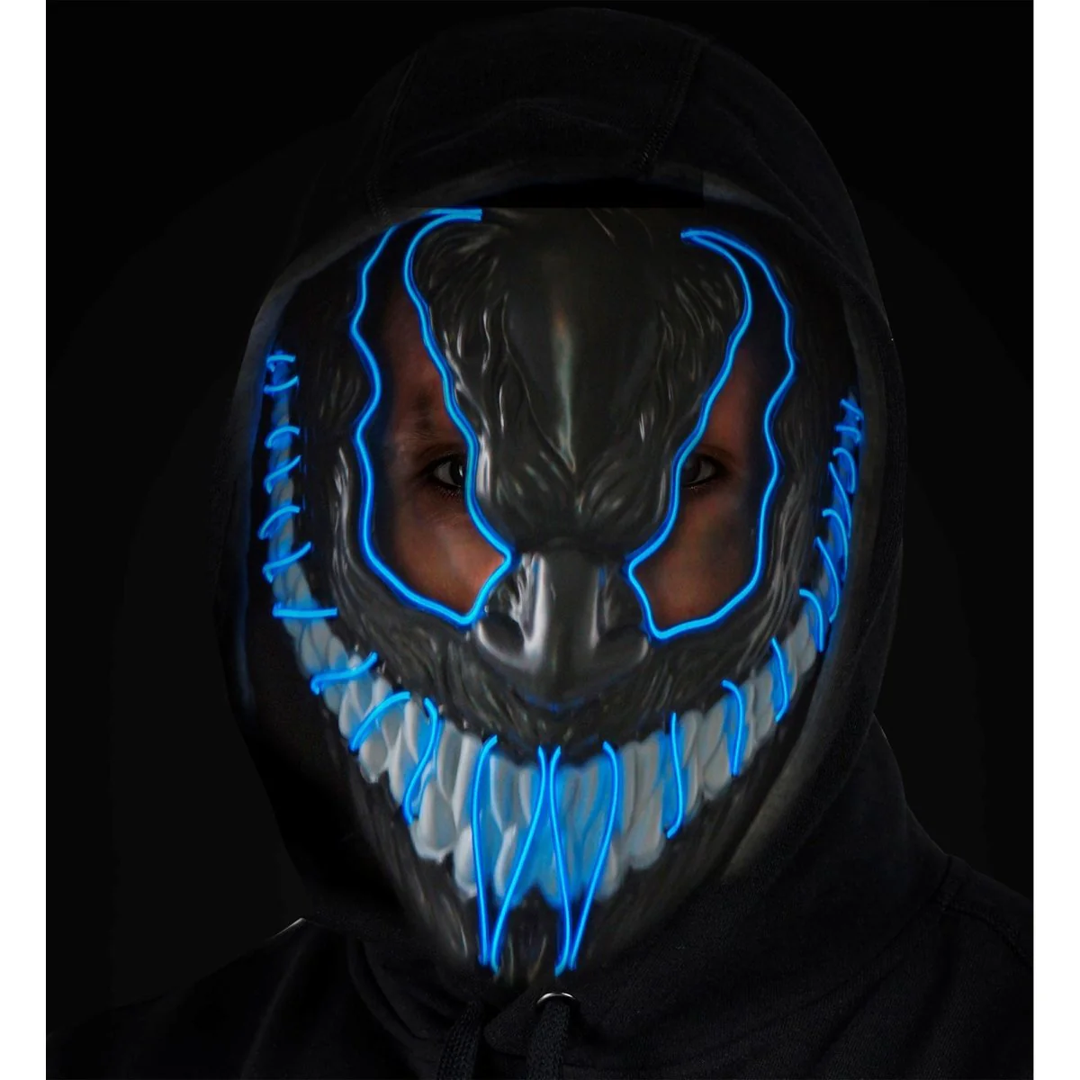 Halloween Masker Blauw Monster Met Licht - Image 3