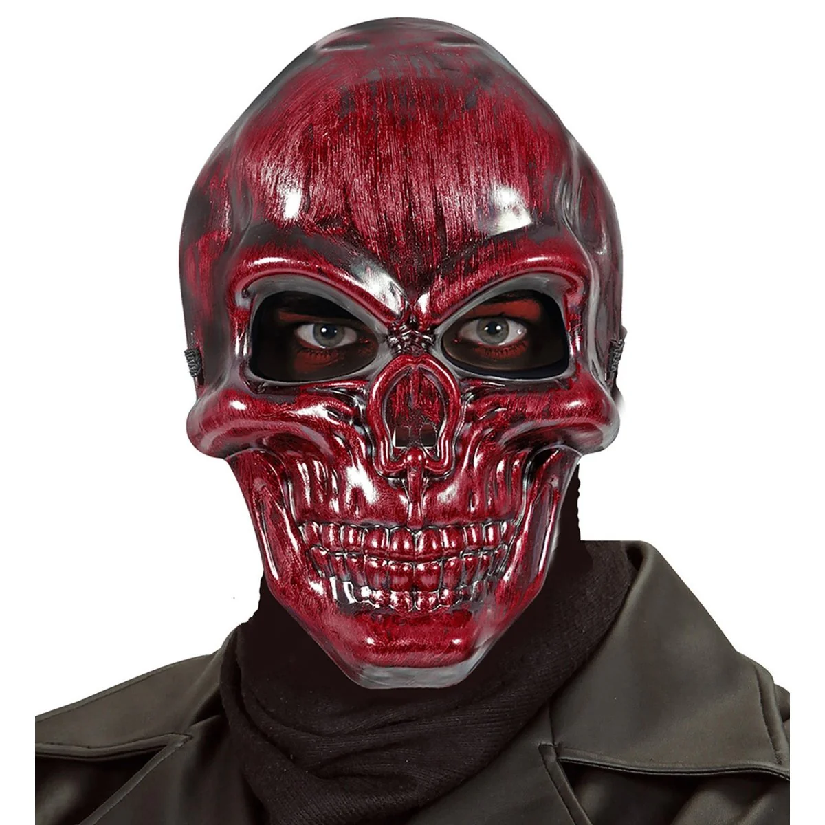 Halloween Masker Bordeaux Rood Schedel - Image 2