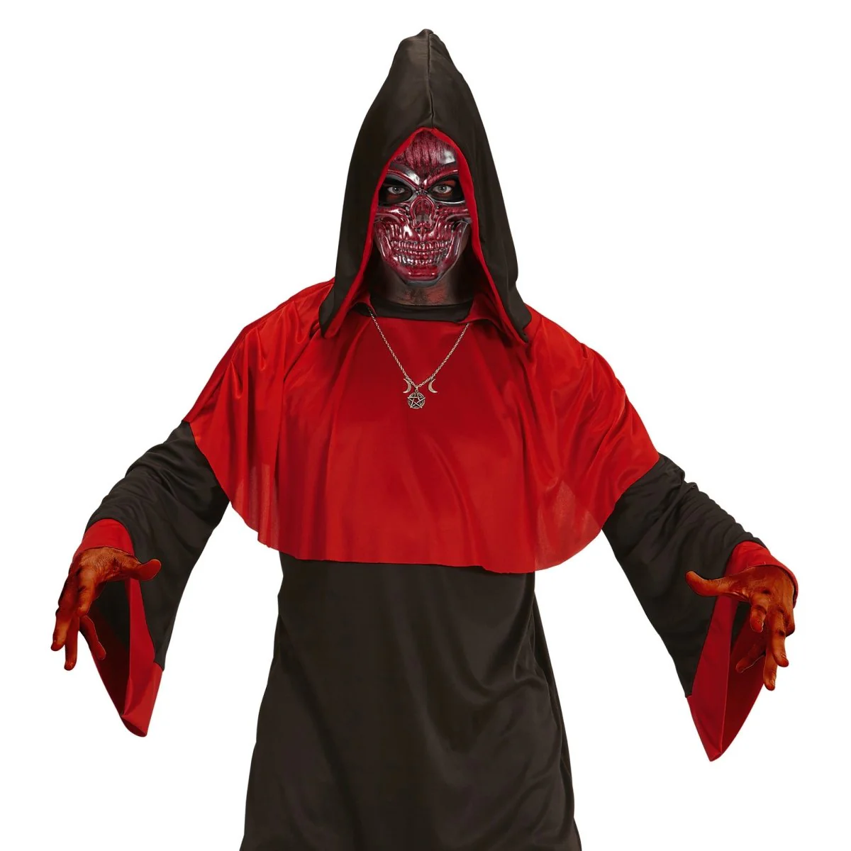Halloween Masker Bordeaux Rood Schedel - Image 3