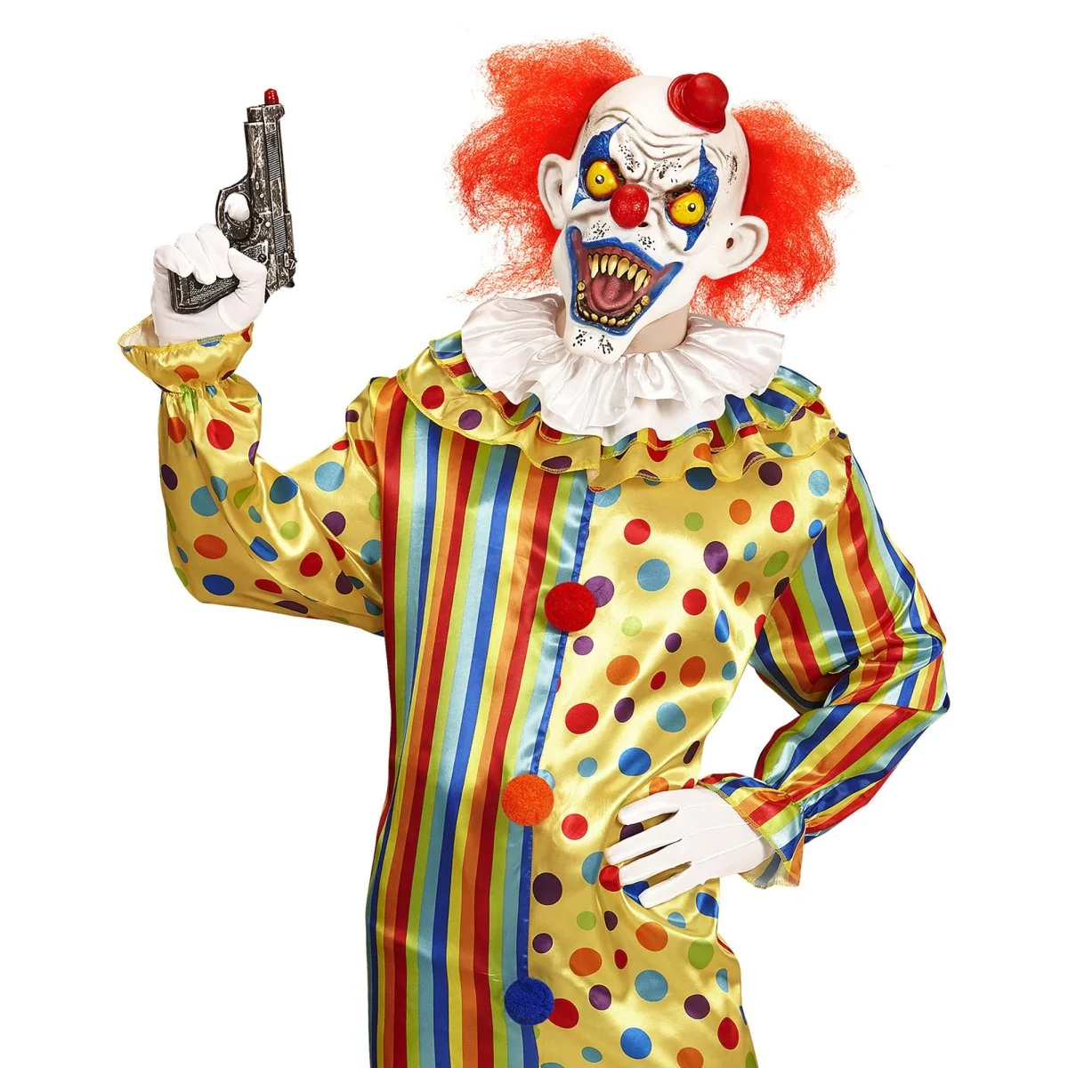 Halloween Masker Clown Met Haar En Hoedje - Image 5