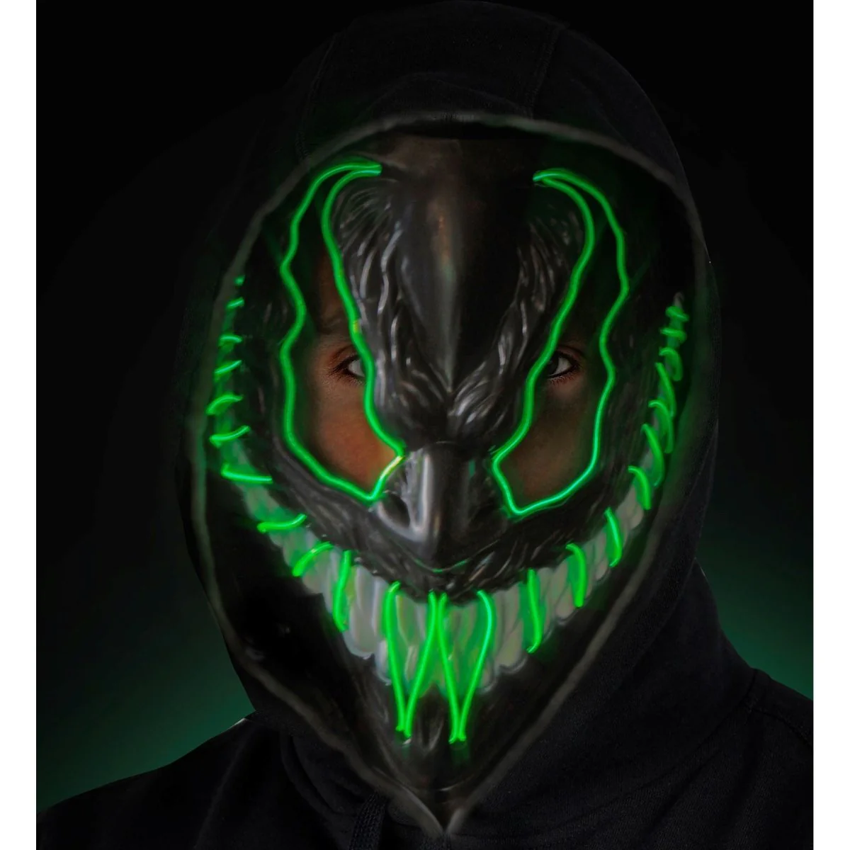 Halloween Masker Groen Monster Met Licht - Image 3