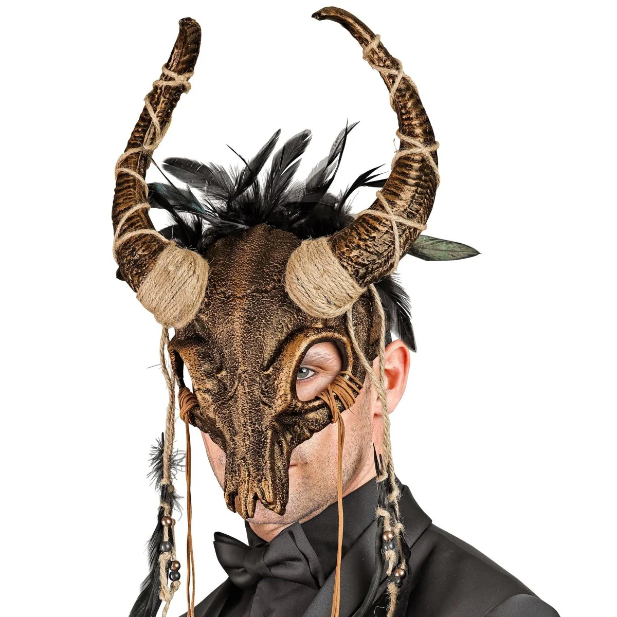 Halloween Masker Schedel Met Veren - Image 4