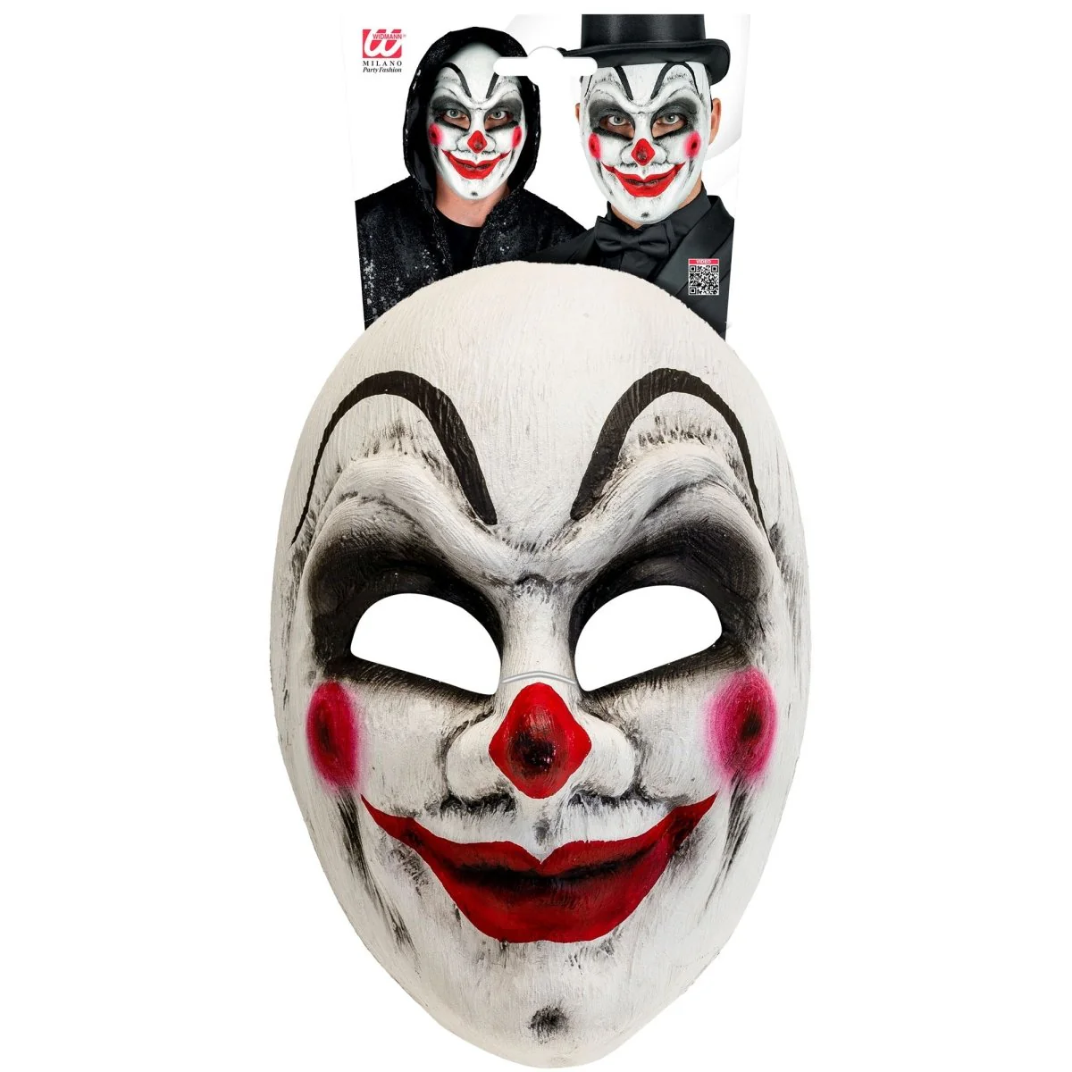 Halloween Masker Wit Rood Clown - Image 2