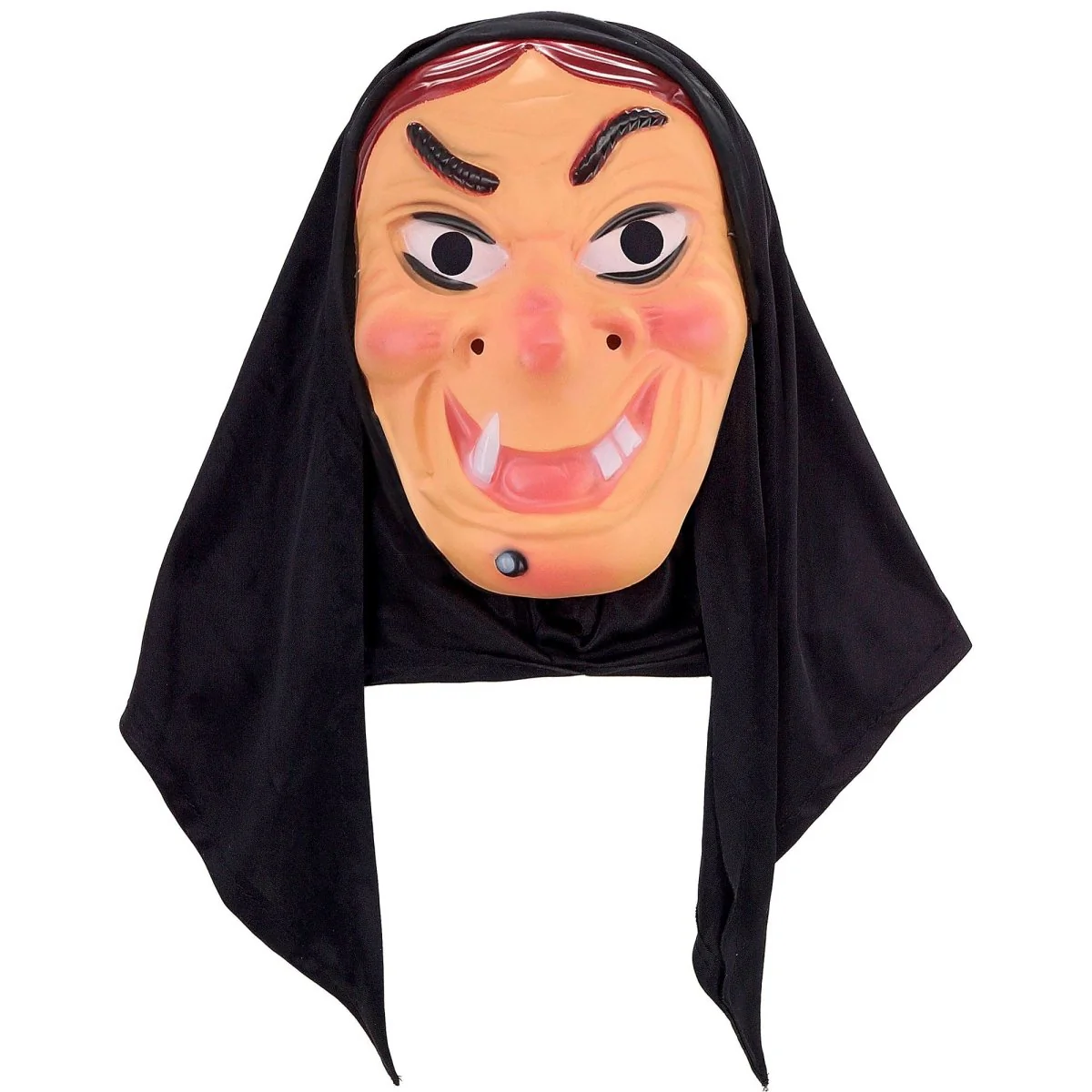 Halloween Masker Zwart Heks Met Hoofddoek - Image 3