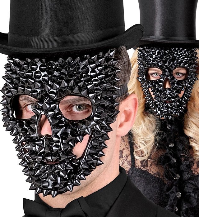 Halloween Masker Zwart Schedel Met Studs - Image 3