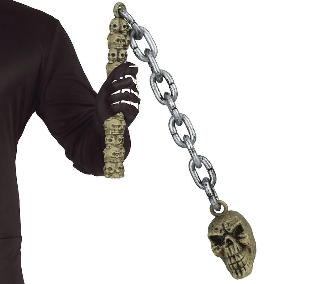 Halloween Nep Wapenstok Schedel Aan Ketting 84cm - Image 4