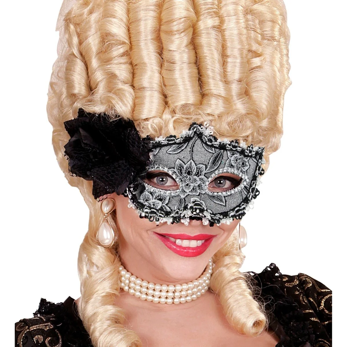 Halloween Oogmasker Zwart Roos - Image 2