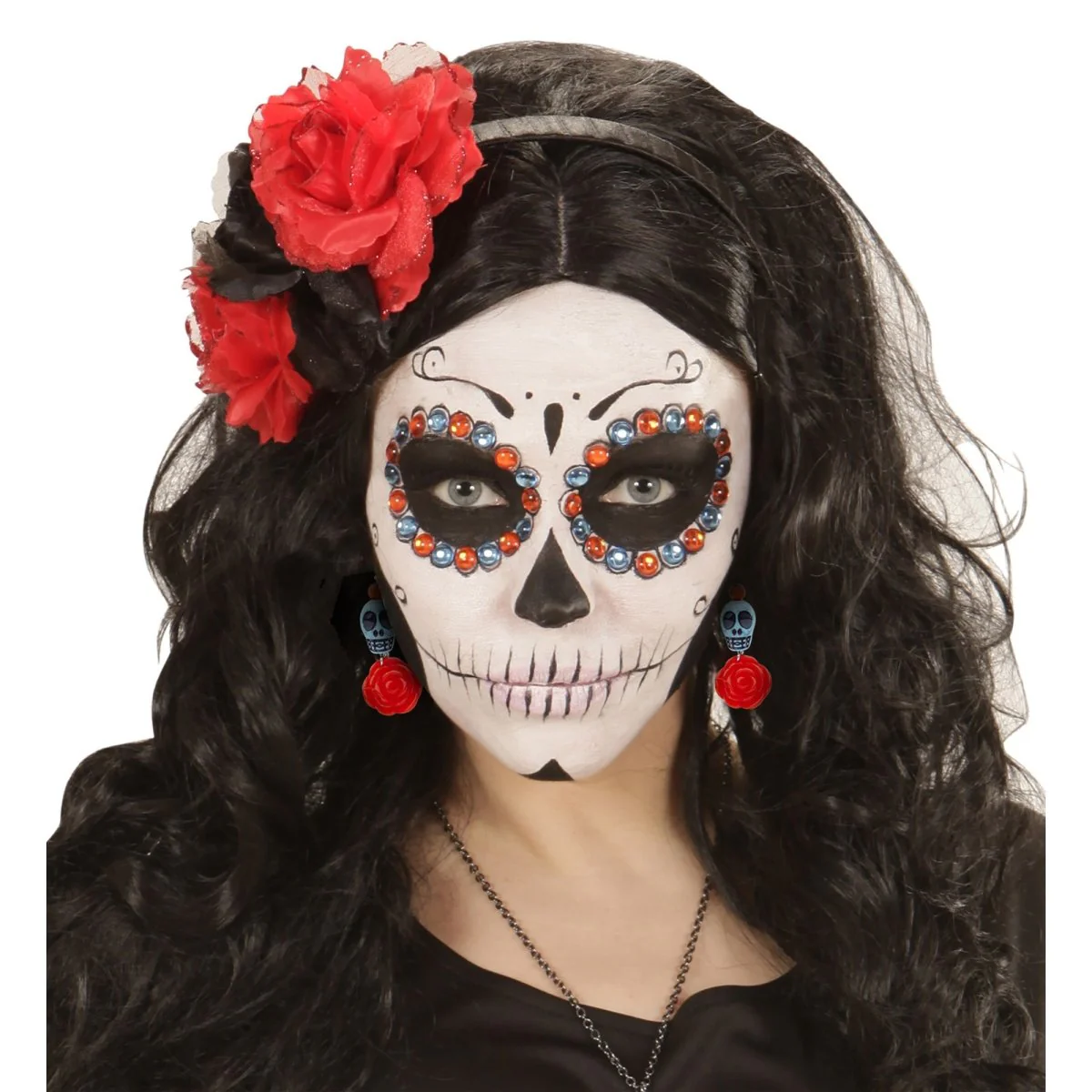 Halloween Oorbellen Schedels Met Roos - Image 3