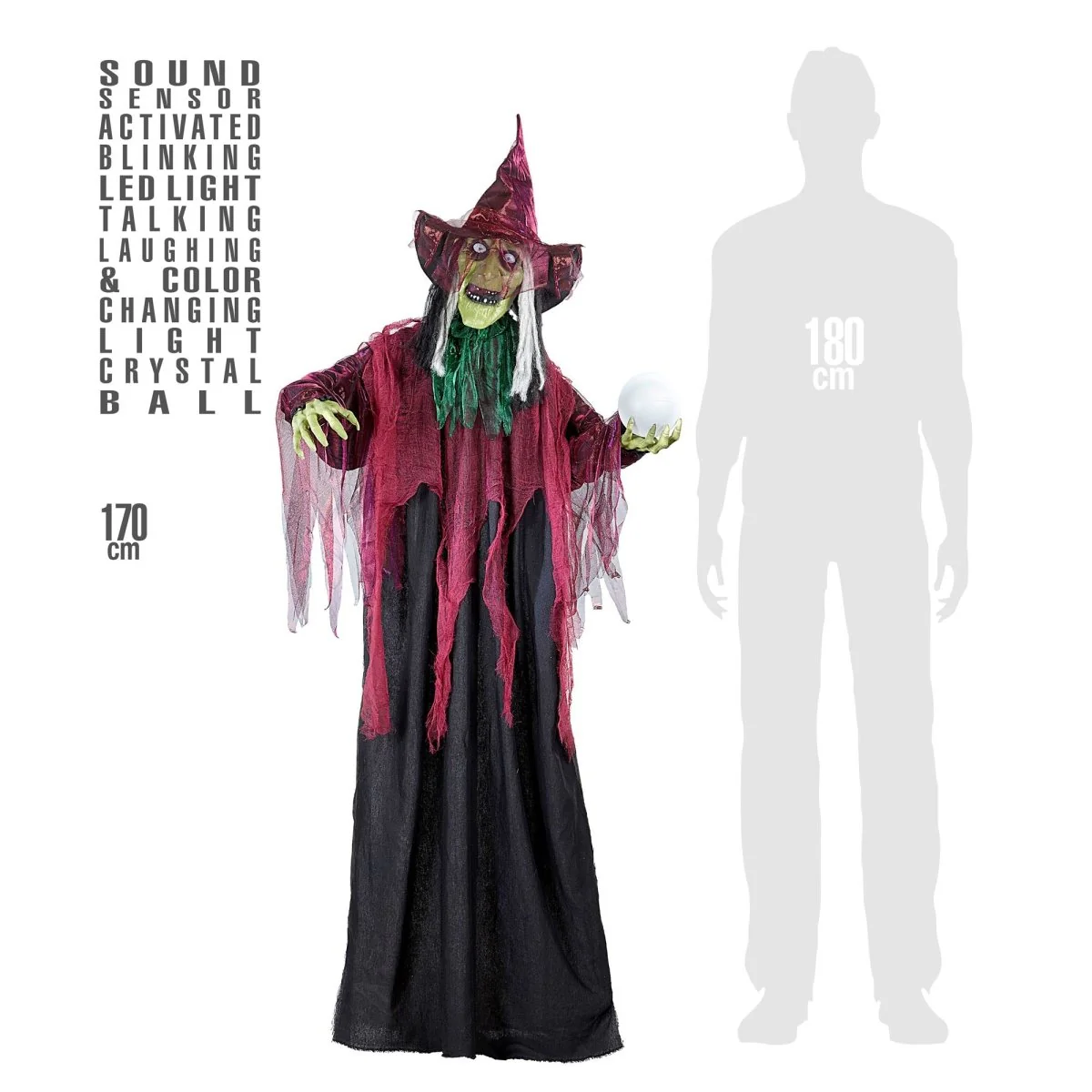 Halloween Pop Heks Met Licht 1,7m - Image 2