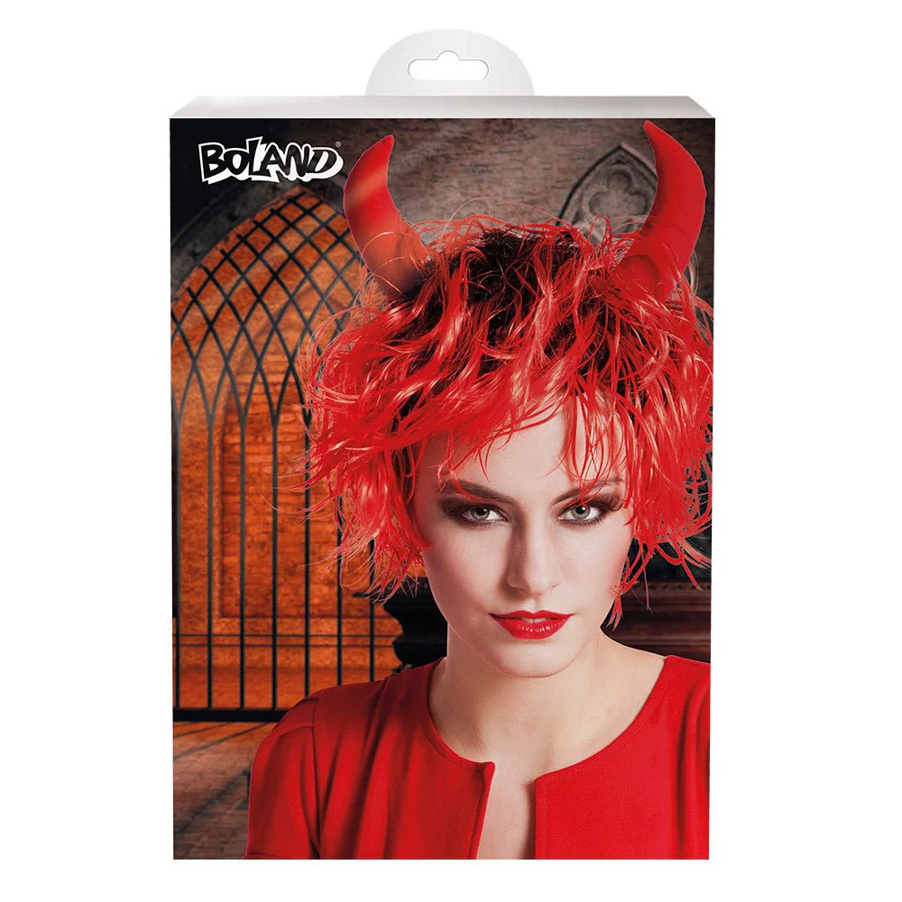 Halloween Pruik Gekruld Rood - Image 2