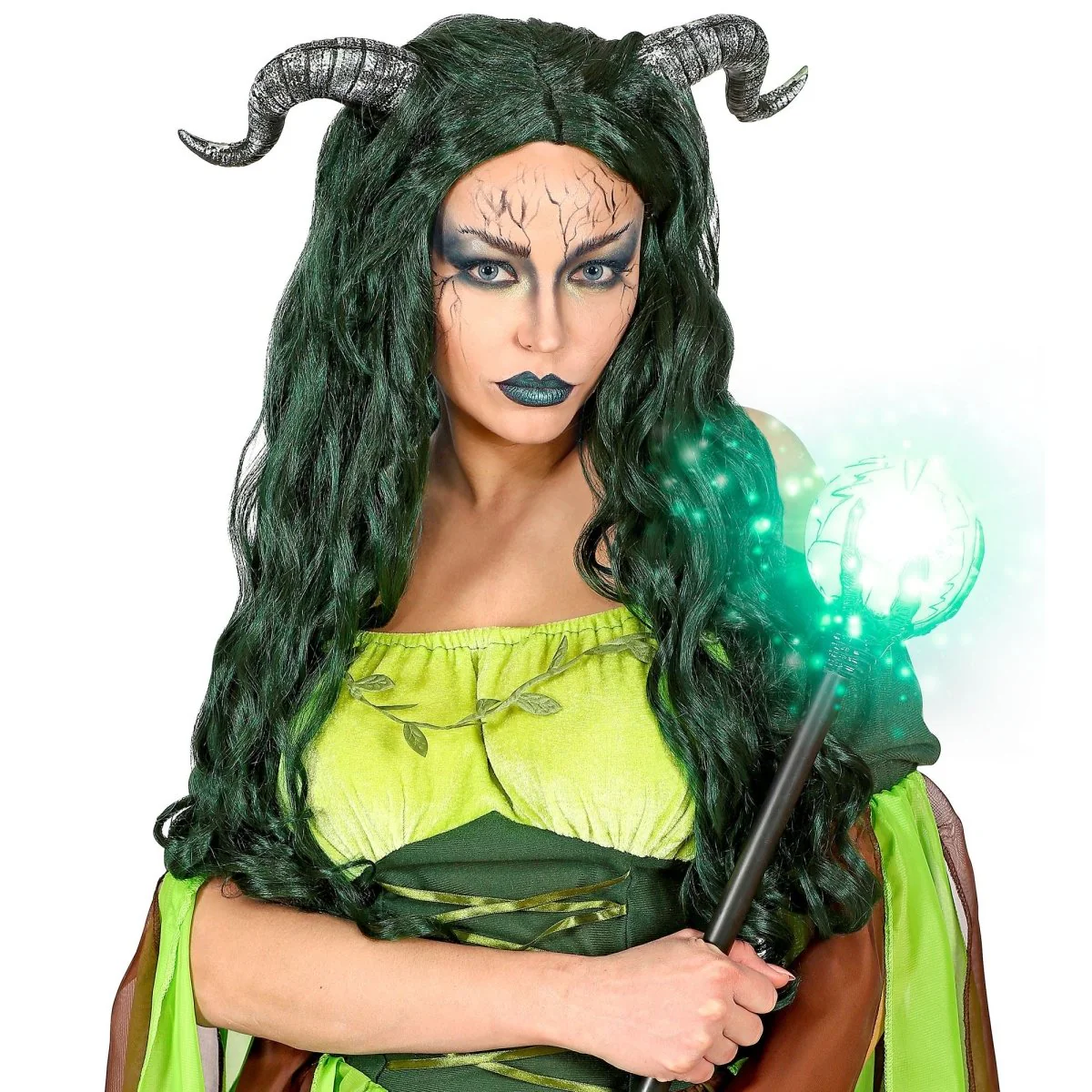 Halloween Pruik Groen Bosheks - Image 3
