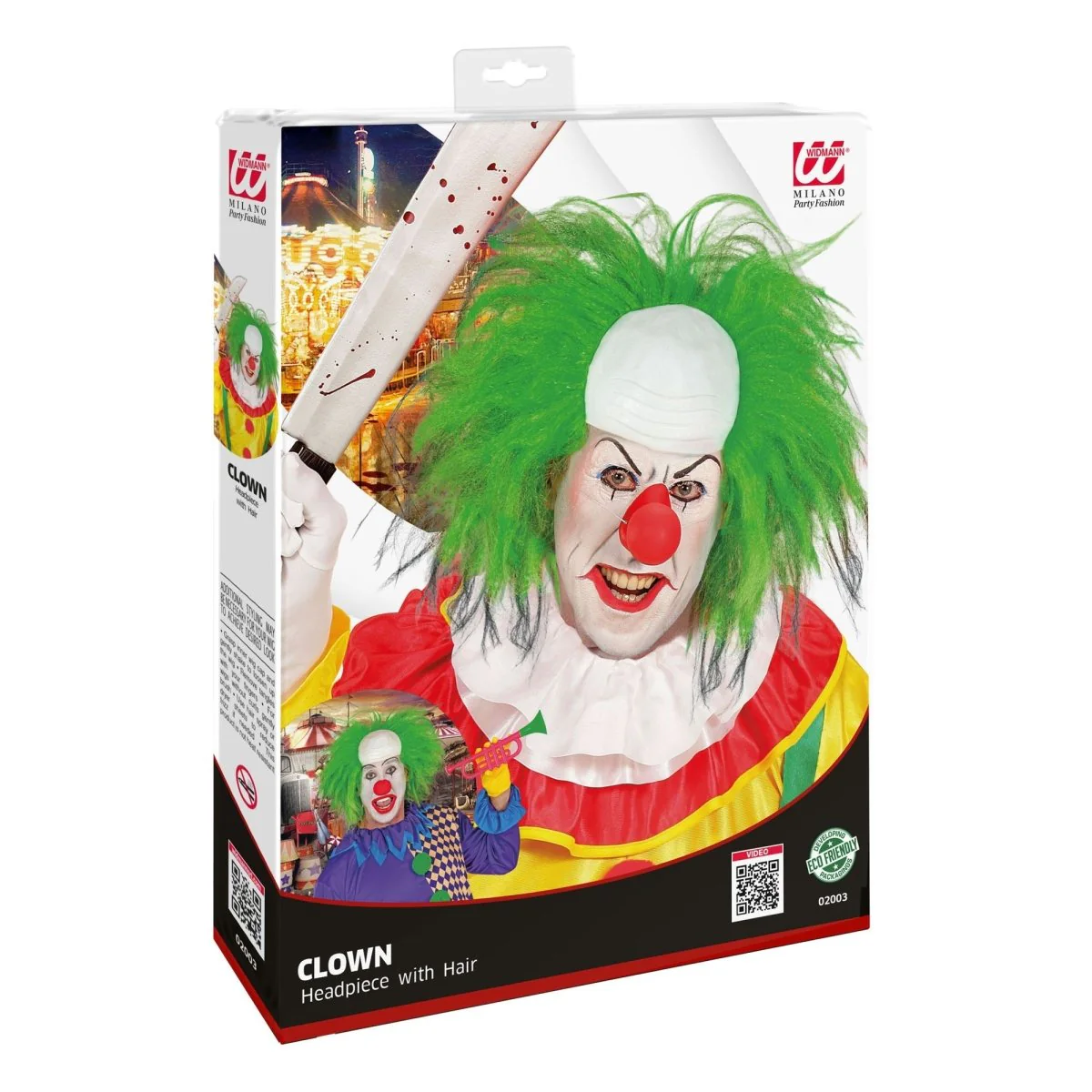 Halloween Pruik Groen Heren Clown - Image 5