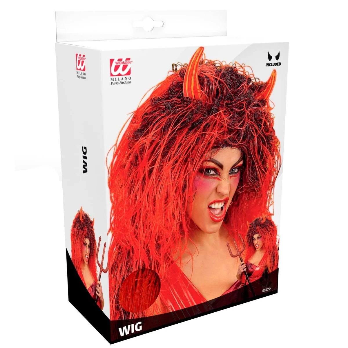 Halloween Pruik Rood Lang Haar Duivel - Image 2