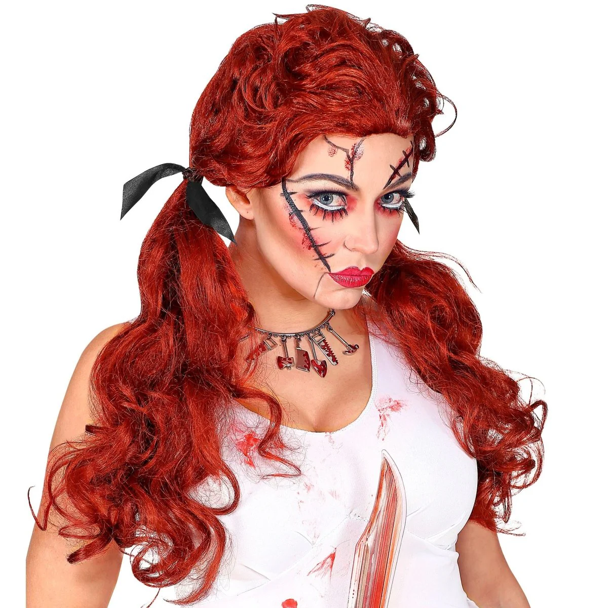 Halloween Pruik Rood Pop