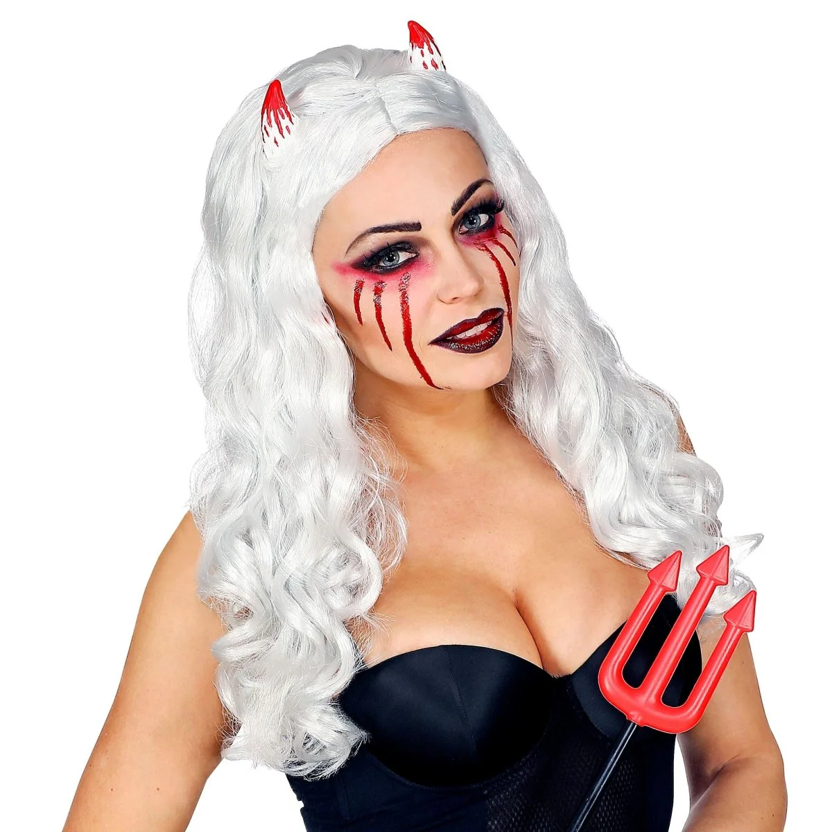 Halloween Pruik Wit Slag - Image 2