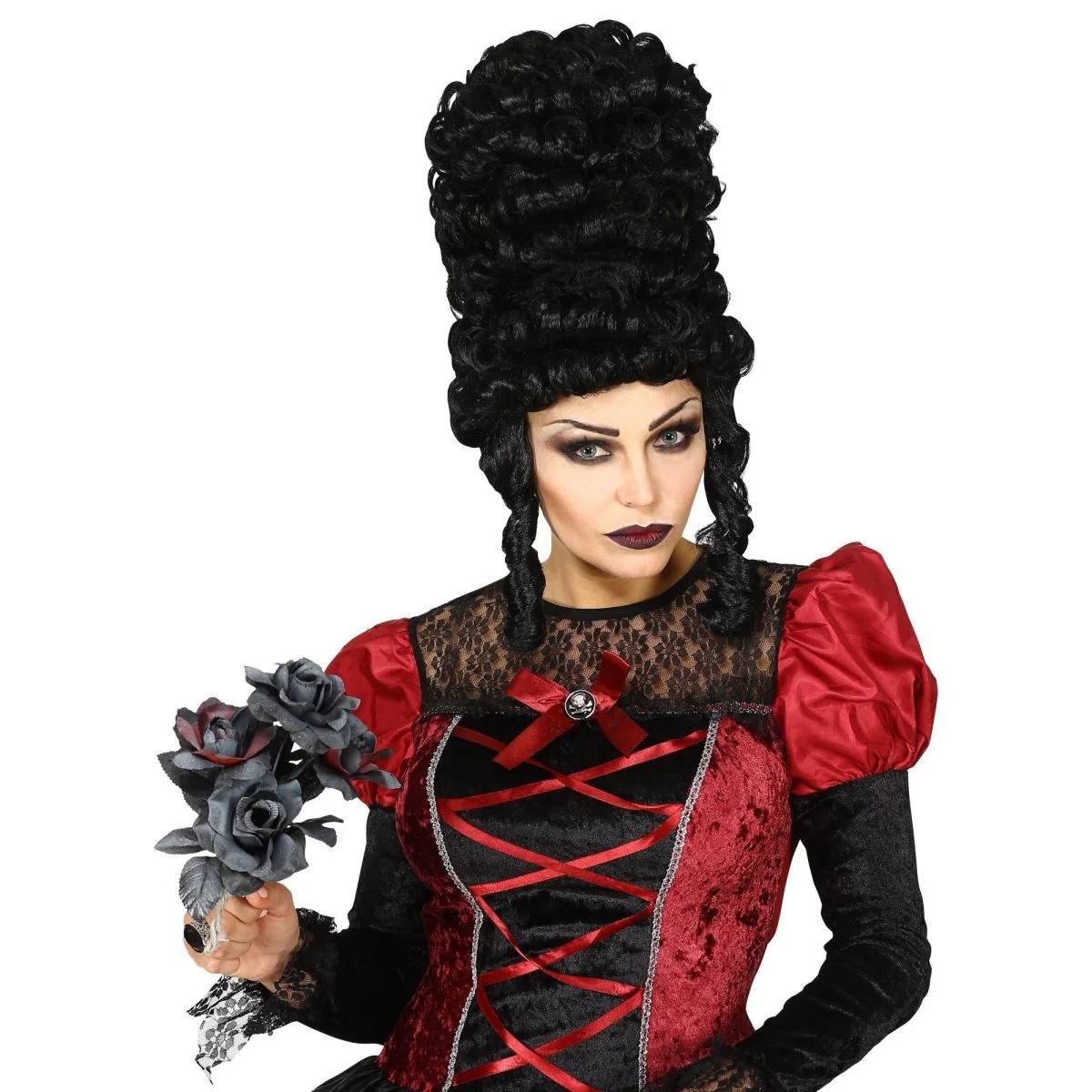 Halloween Pruik Zwart Gothic - Image 4