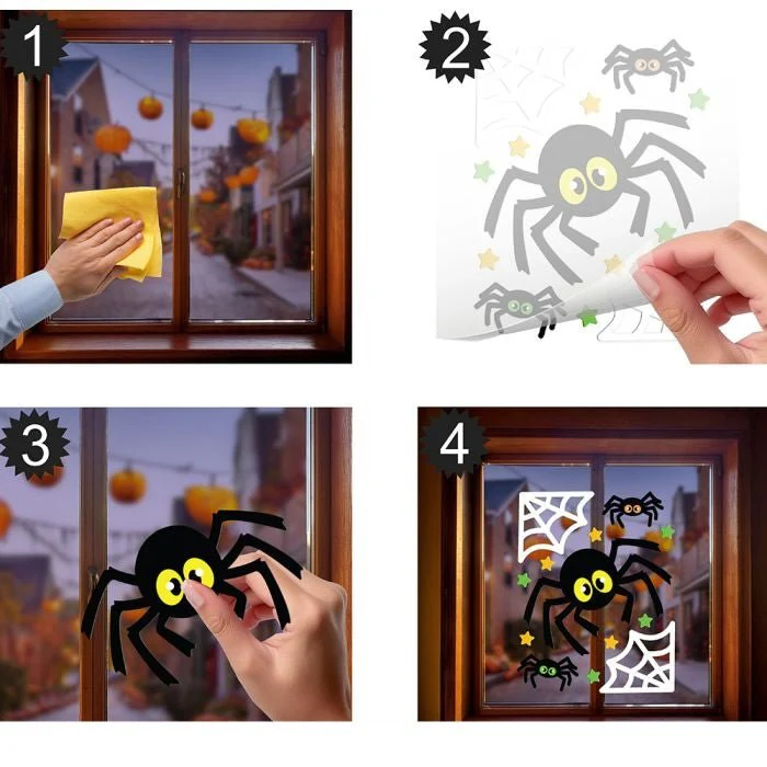 Halloween Raamsticker Spinnen En Spinnenweb 25cm - Image 4