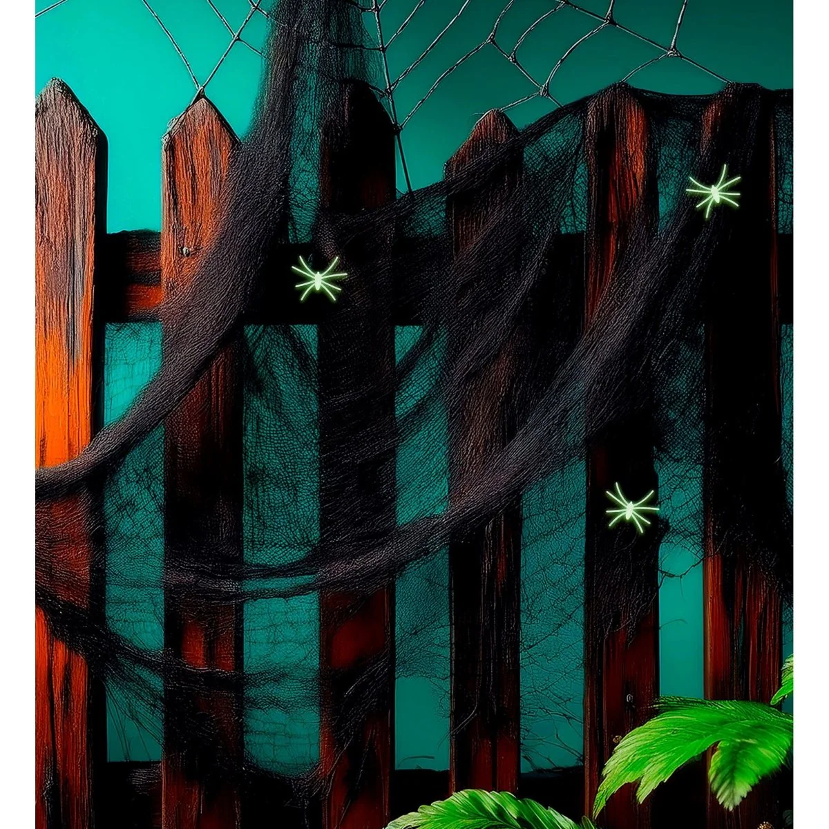 Halloween Spinnenweb Met Spinnen 4 delig - Image 3