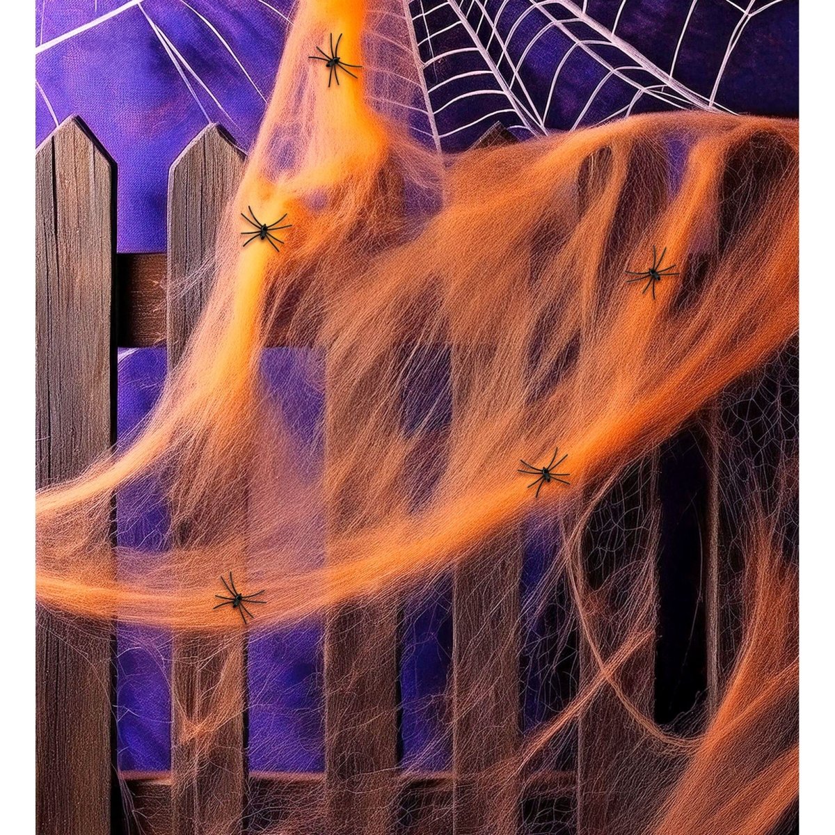 Halloween Spinnenweb Oranje Met Spinnen - Image 3