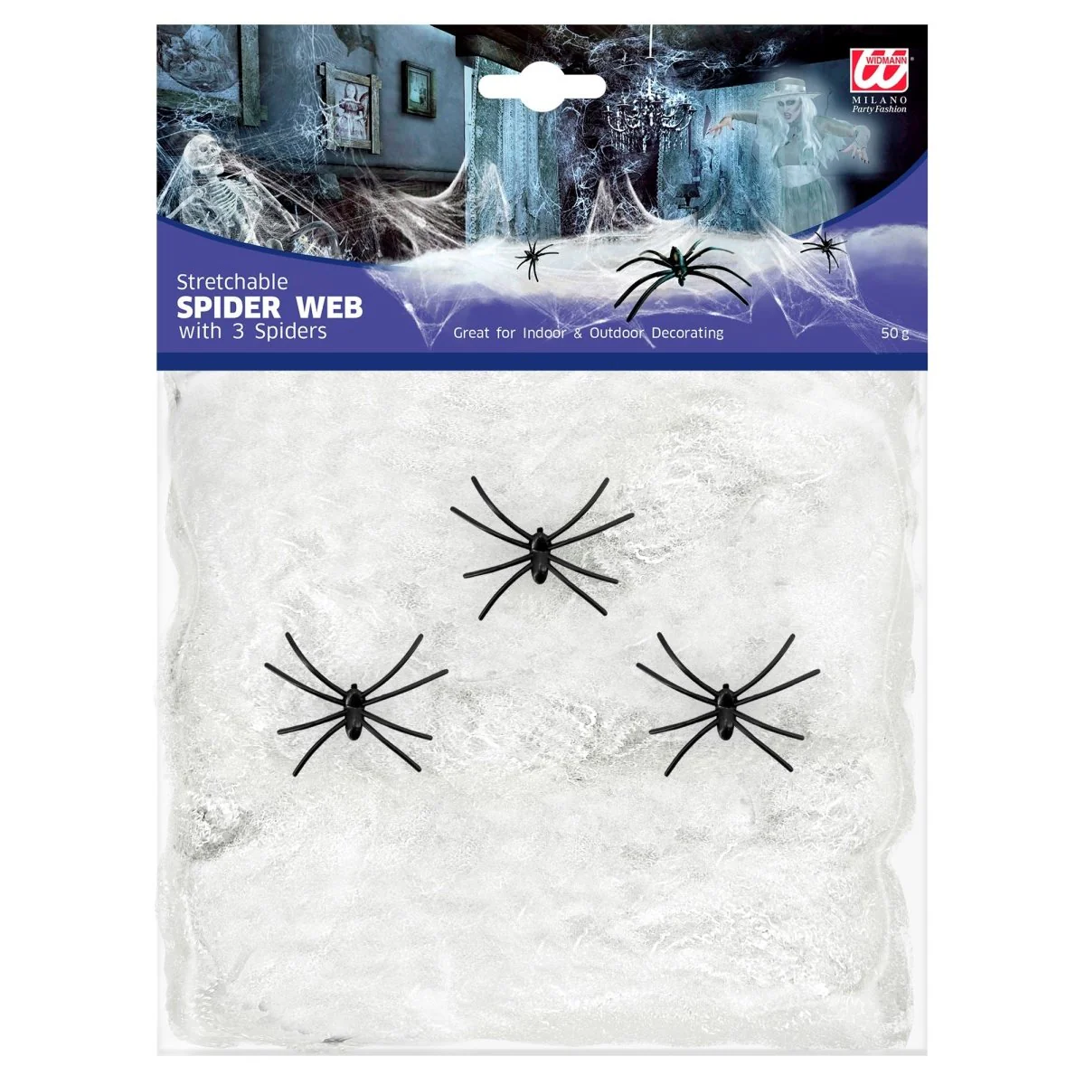 Halloween Spinnenweb Wit Met Spinnen 4 delig - Image 2