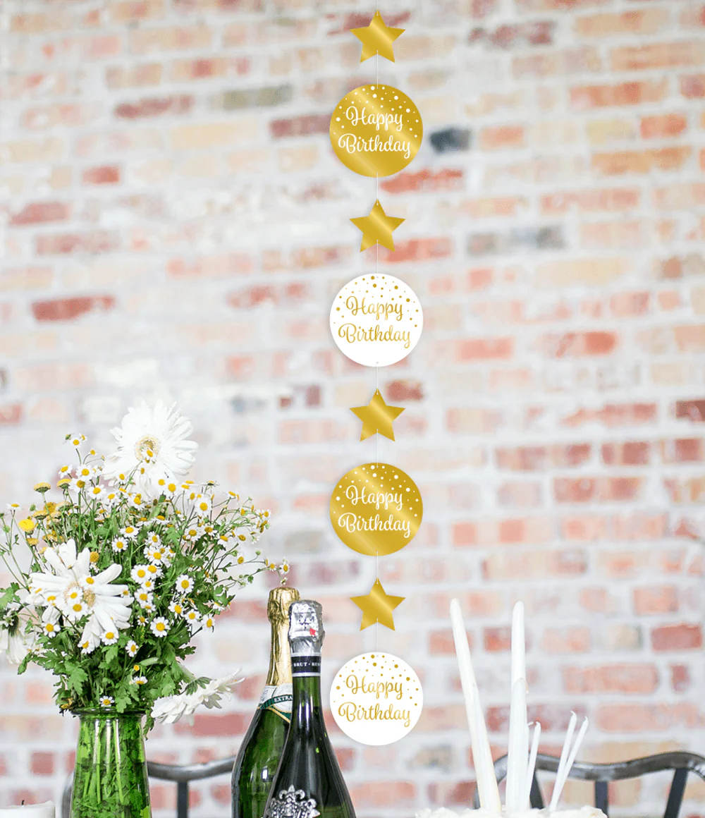 Hangdecoratie 60 Jaar Goud Wit 20,5cm - Image 3