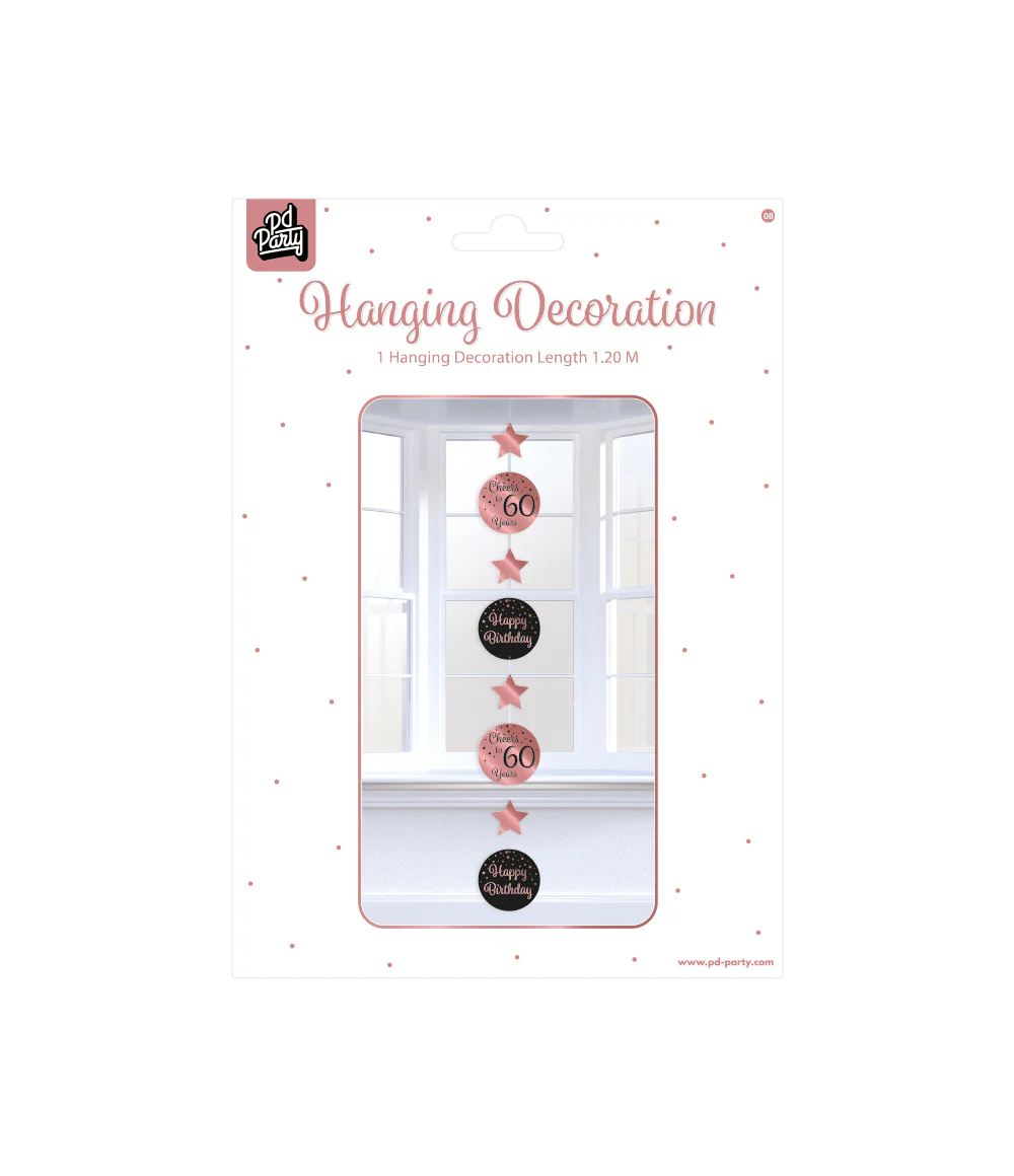 Hangdecoratie 60 Jaar Roze Zwart 20,5cm - Image 3