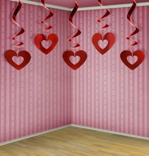 Hangdecoratie Hartjes Rood 60cm 5st - Image 5