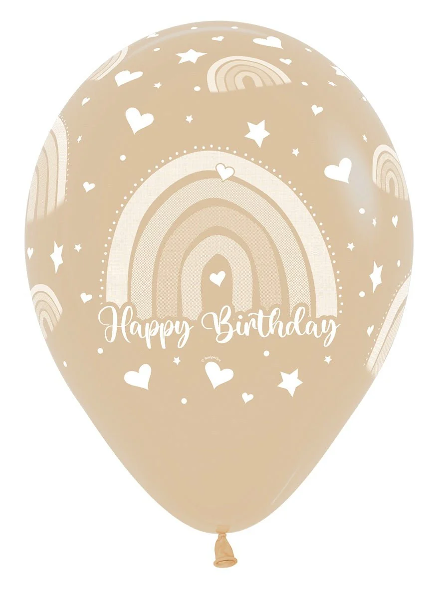 Happy Birthday Ballonnen Gekleurd Regenboog 30cm 12st - Image 4