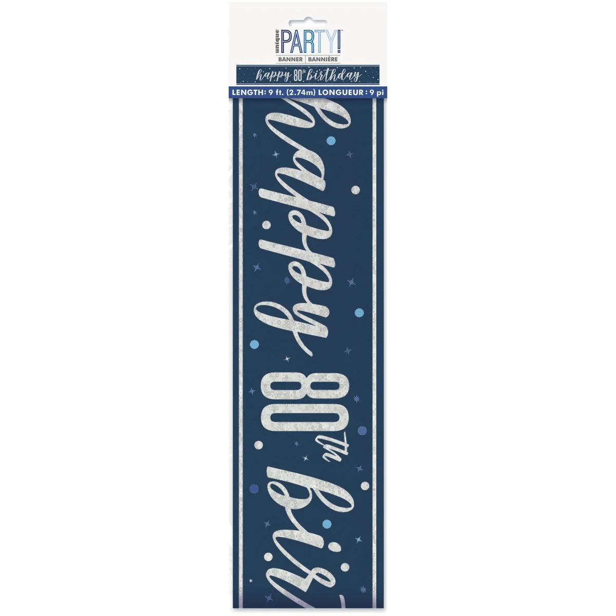 Happy Birthday Banner Blauw 80 Jaar 2,74m - Image 2