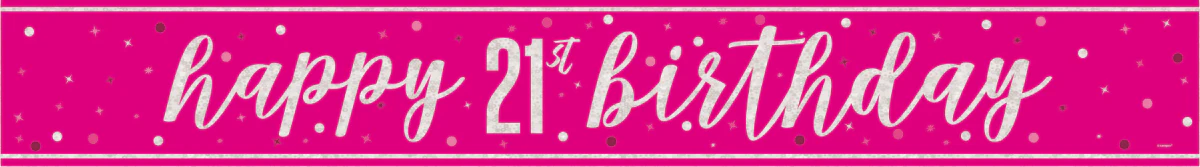 Happy Birthday Banner Roze 21 Jaar 2,75m
