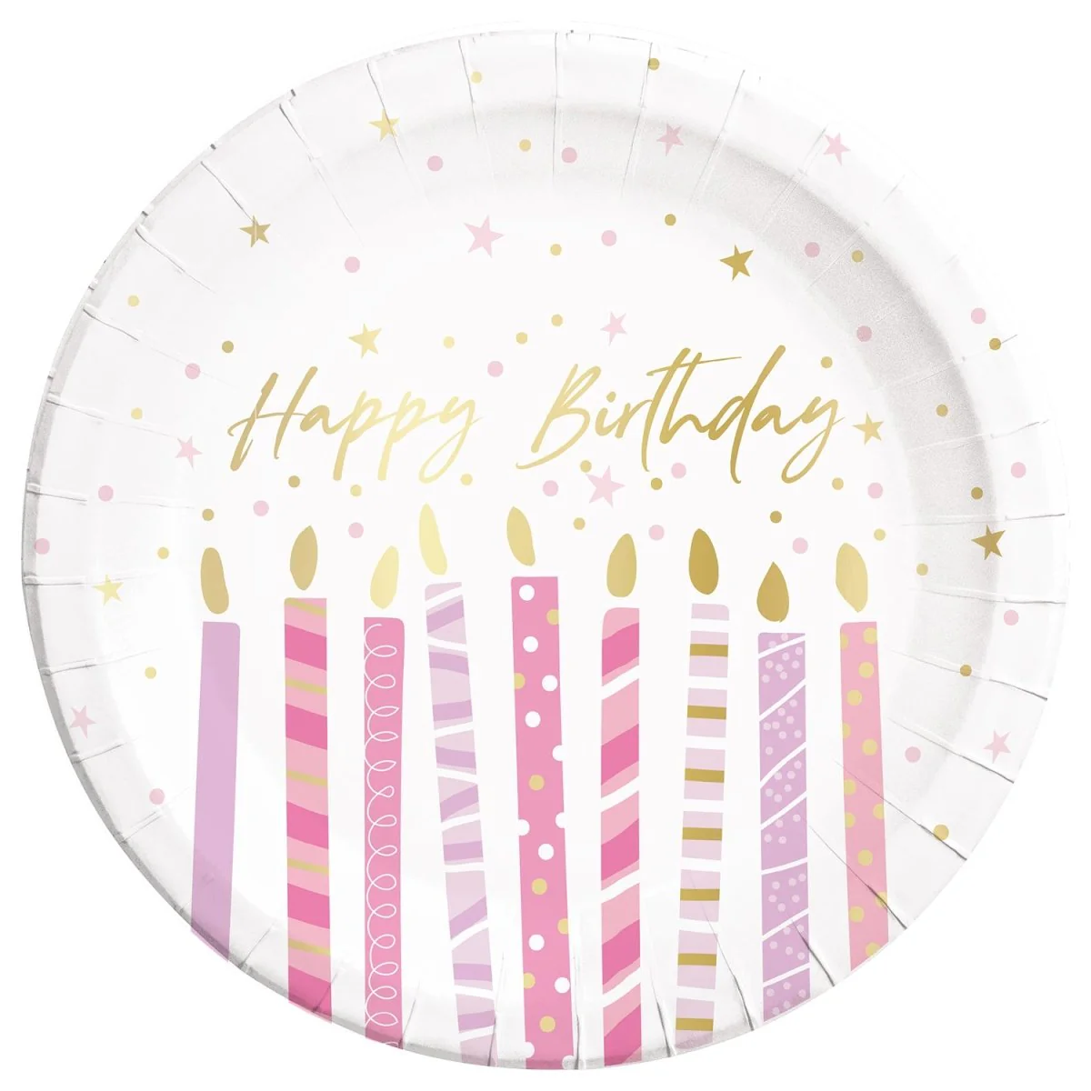 Happy Birthday Borden Kaarsen 23cm 8st