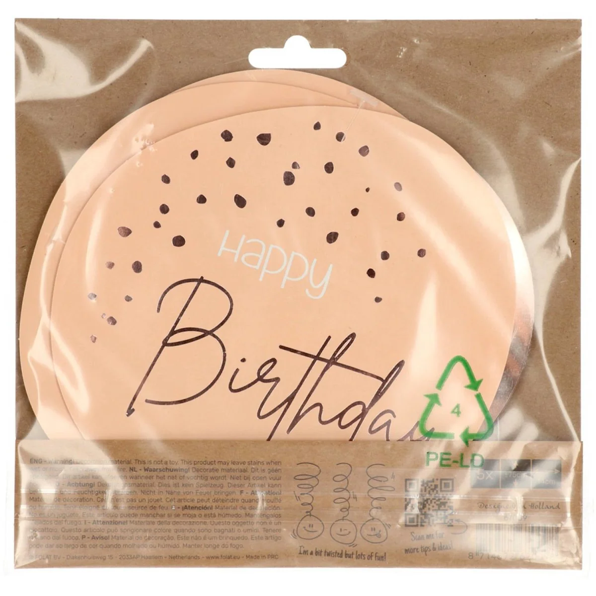 Happy Birthday Hangdecoratie Roze 75cm 5st - Image 5