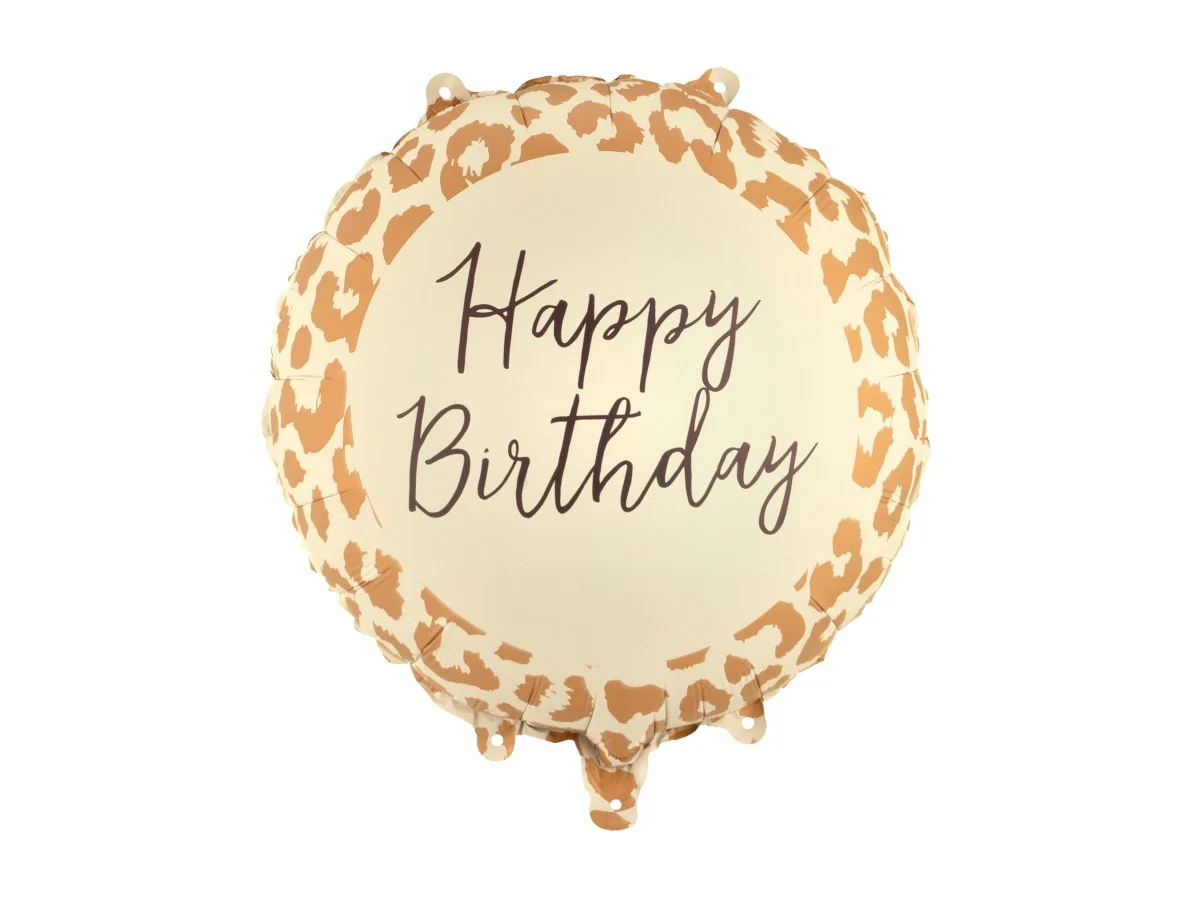 Happy Birthday Helium Ballon Luipaardprint 35cm Leeg