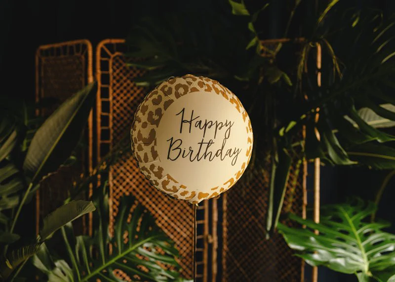Happy Birthday Helium Ballon Luipaardprint 35cm Leeg - Image 2