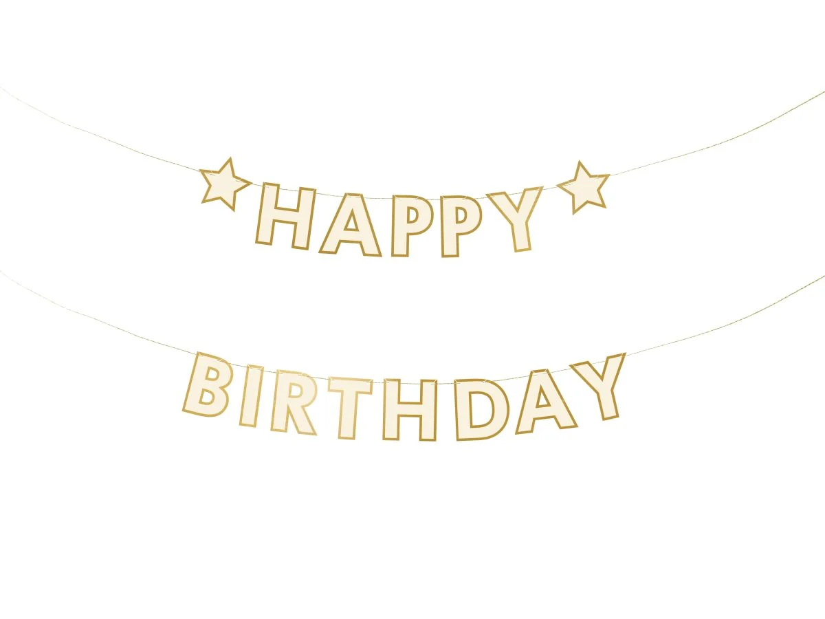 Happy Birthday Letterslinger Wit Goud 3m
